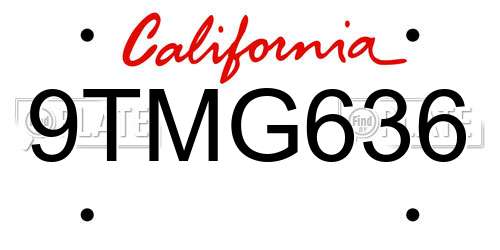 9TMG636 California License Plate