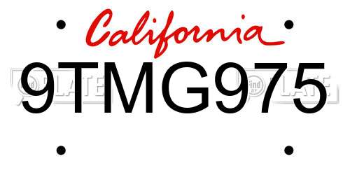 9TMG975 California License Plate