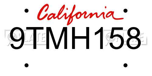 9TMH158 California License Plate