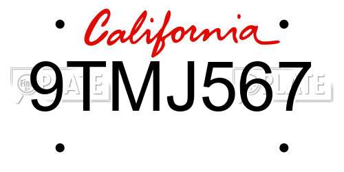 9TMJ567 California License Plate