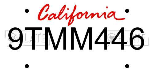 9TMM446 California License Plate