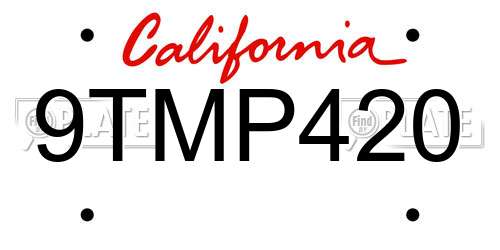 9TMP420 California License Plate