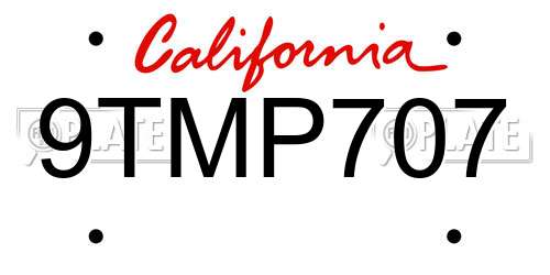 9TMP707 California License Plate