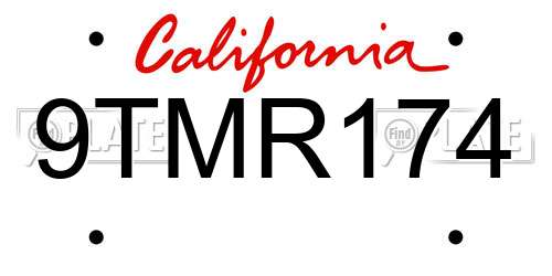 9TMR174 California License Plate