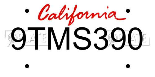 9TMS390 California License Plate