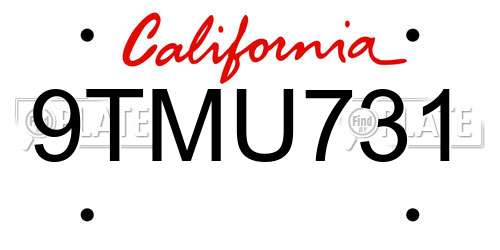 9TMU731 California License Plate