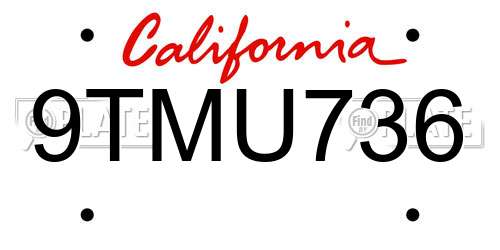 9TMU736 California License Plate