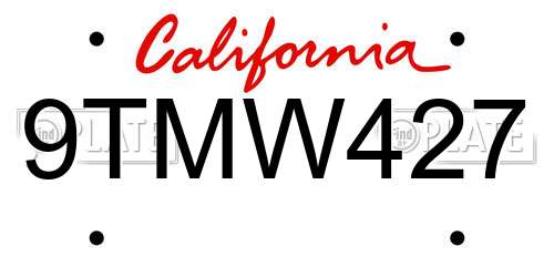 9TMW427 California License Plate