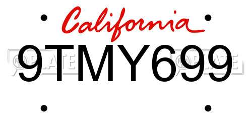 9TMY699 California License Plate