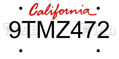 9TMZ472 California License Plate