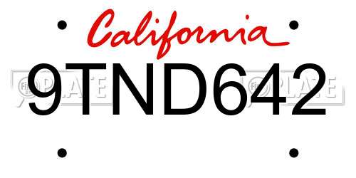 9TND642 California License Plate