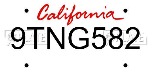 9TNG582 California License Plate