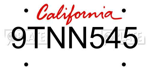 9TNN545 California License Plate