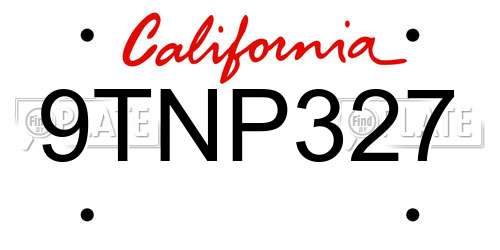 9TNP327 California License Plate