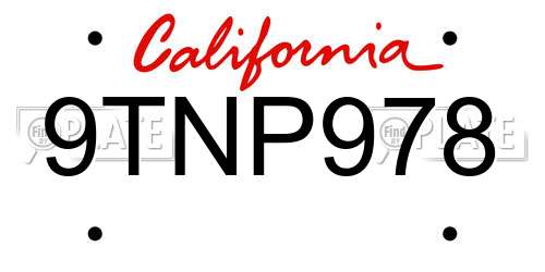 9TNP978 California License Plate