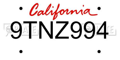 9TNZ994 California License Plate