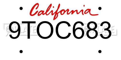 9TOC683 California License Plate