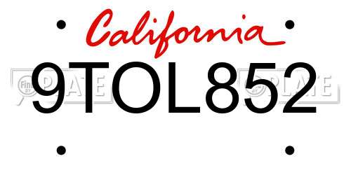 9TOL852 California License Plate