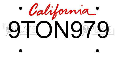 9TON979 California License Plate