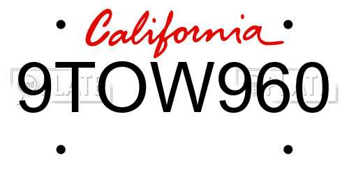 9TOW960 California License Plate