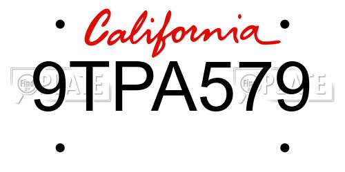 9TPA579 California License Plate