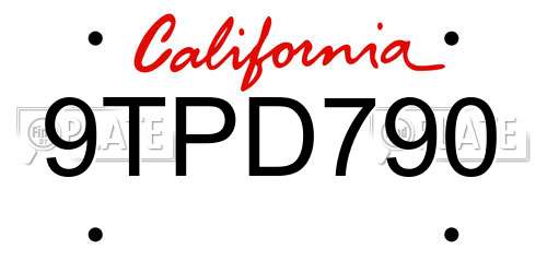 9TPD790 California License Plate