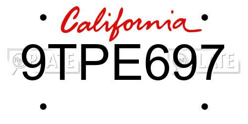 9TPE697 California License Plate