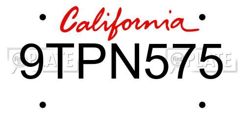 9TPN575 California License Plate