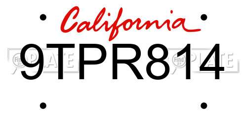 9TPR814 California License Plate