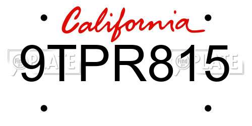 9TPR815 California License Plate