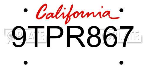 9TPR867 California License Plate