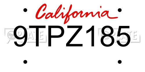 9TPZ185 California License Plate