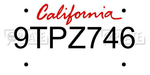 9TPZ746 California License Plate
