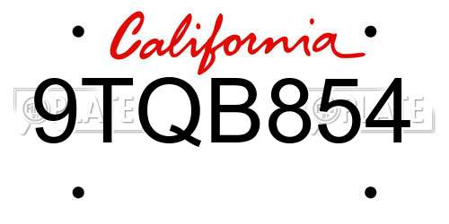 9TQB854 California License Plate
