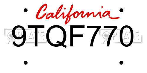 9TQF770 California License Plate