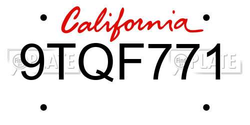 9TQF771 California License Plate