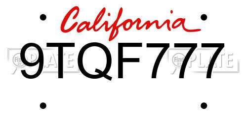 9TQF777 California License Plate