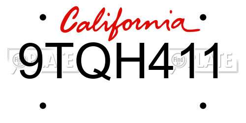 9TQH411 California License Plate