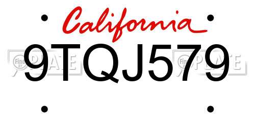 9TQJ579 California License Plate
