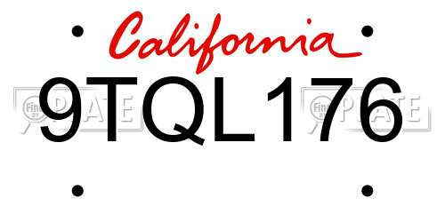 9TQL176 California License Plate