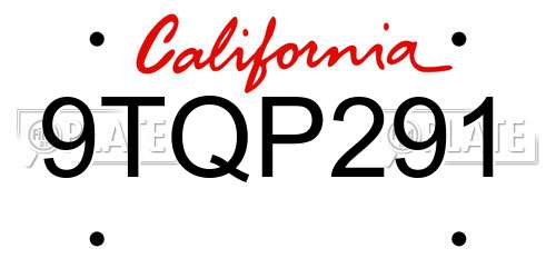 9TQP291 California License Plate