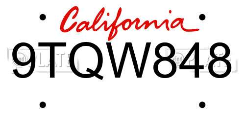 9TQW848 California License Plate