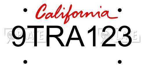 9TRA123 California License Plate
