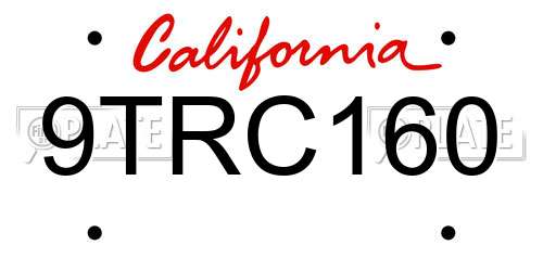 9TRC160 California License Plate