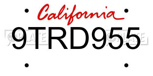 9TRD955 California License Plate