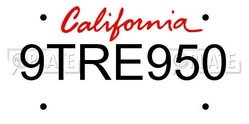 9TRE950 California License Plate