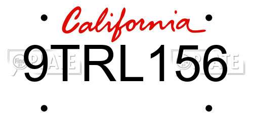 9TRL156 California License Plate