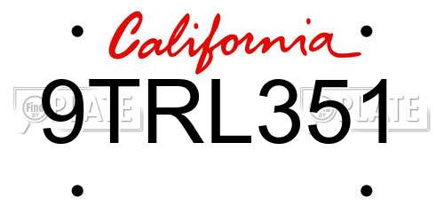 9TRL351 California License Plate