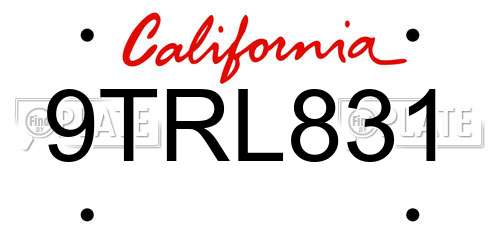 9TRL831 California License Plate