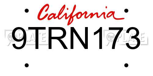 9TRN173 California License Plate